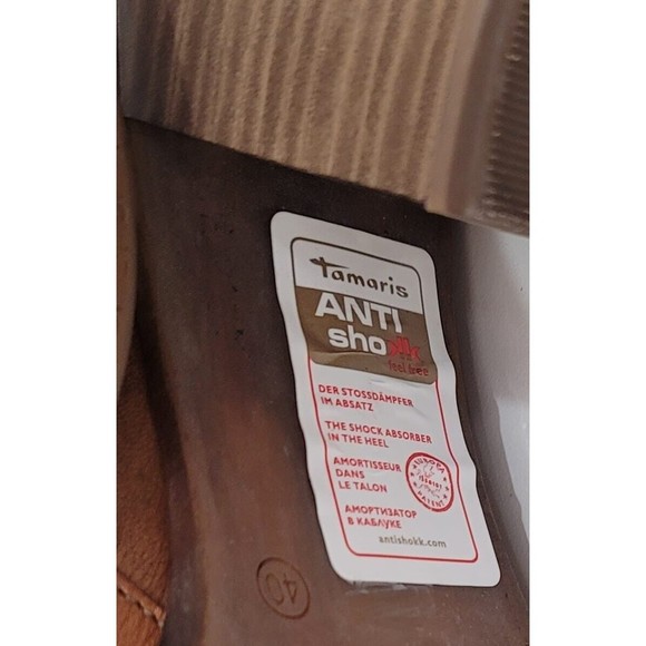 Tamaris Tora Germany Brown Soft Leather Chestnut Heeled Zip Ankle Boots Sz.8.5 - Picture 10 of 11